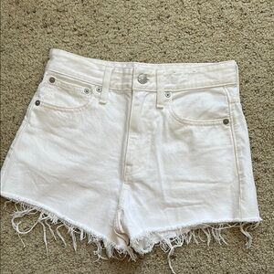 White Frayed Hem Women's Shorts